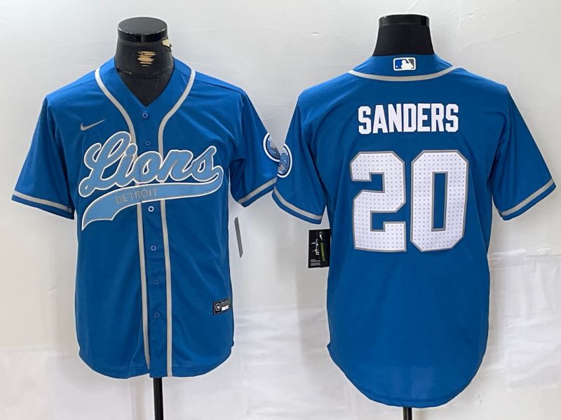 Men Detroit Lions #20 Sanders Blue Joint Name 2024 Nike Limited NFL Jersey style 1->detroit lions->NFL Jersey